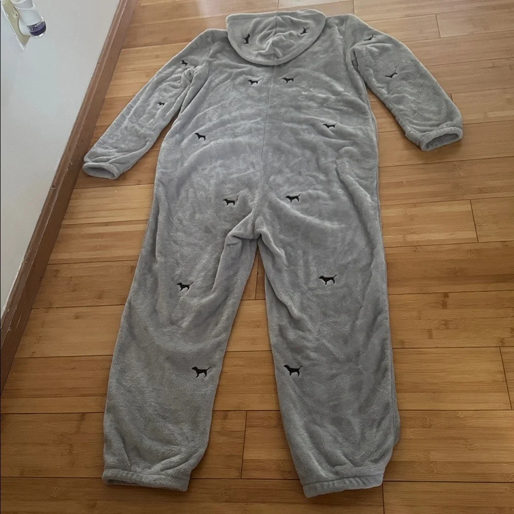 PINK Victoria's Secret Gray Fleece Onesie